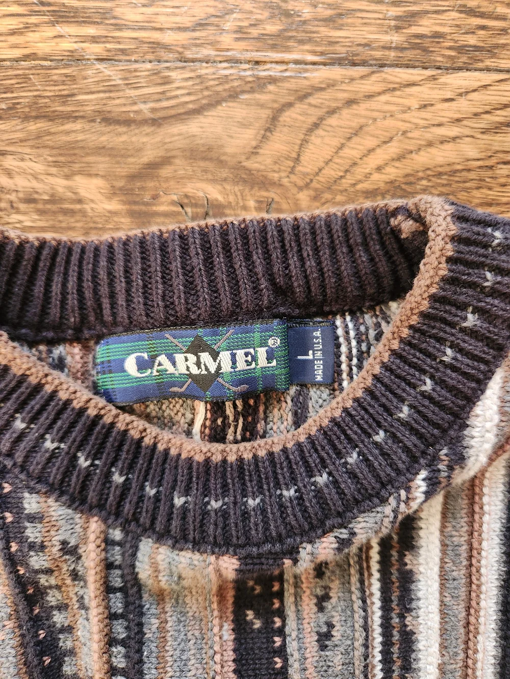 Vintage Carmel 3D Knit Sweater | Size Large | 90s Grandpa Sweater